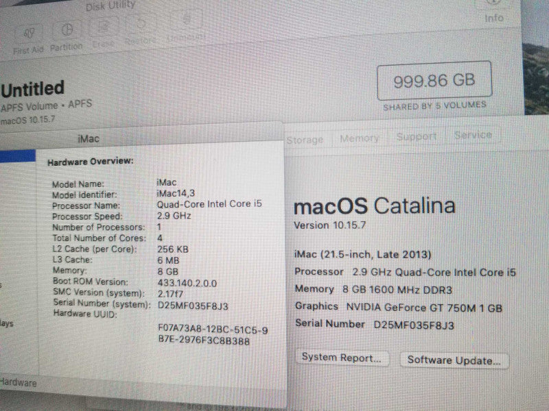 iMac 21.5\\" - L.2013 A1418, i5-4570S 2.9 GHz/8GB, nVidia GT 750M, 1TB HDD, ~