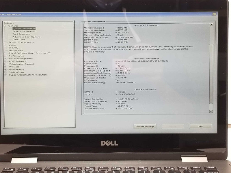 Dell Latitude 3379, Core I5-6300U 2.4GHz, 8GBRAM, 256GB SSD, 13.3\\"Touch _