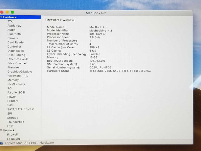 TouchBar MacBook Pro 15-inch 2017 with i7 CPU 16GB RAM & 250GB Storage READ _