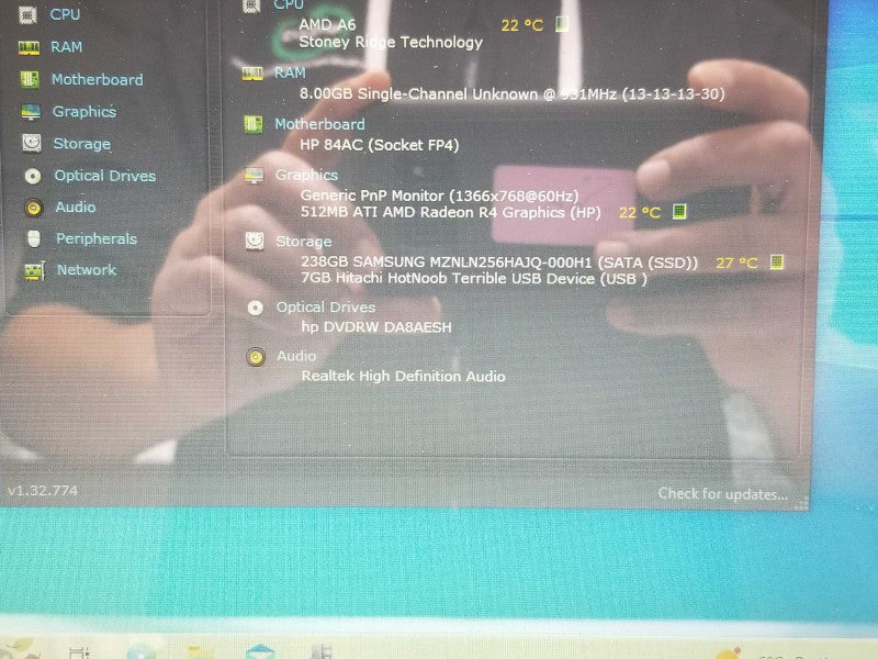 HP 15-db0xxx, AMD A6-9225 2.6 GHz, 8GB, 256 GB, Touchscreen  _