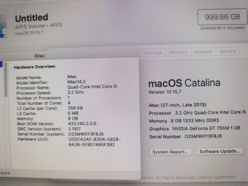 iMac 27\\" - L.2013 A1419, i5-4570 3.2GHz QC/8GB DDR3, nVidia GTX 755M, 1TB HDD, ~
