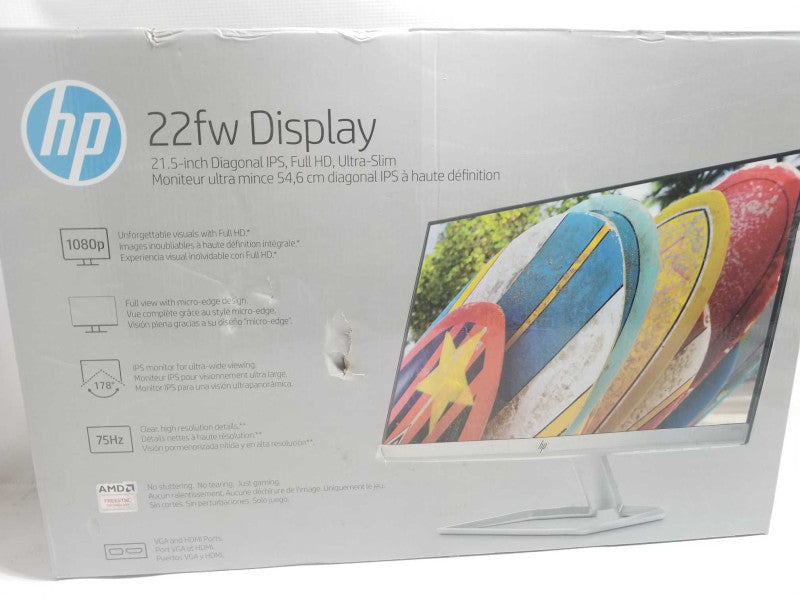HP 22fw Full HD White Monitor (1920 x 1080) 21.5 Inch (1 HDMI, 1 VGA) Like New ~