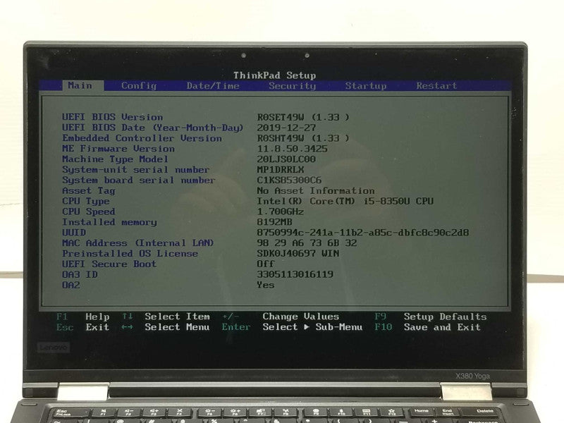 Lenovo X380 Yoga, Core I5-8350U 1.7GHz, 8GB RAM, 128GB SSD, 13.3\\" _