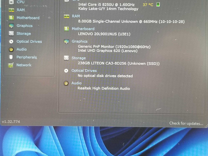 Lenovo ThinkPad T580, Core I5-8250U 1.6GHz, 8GB RAM, 250GB SSD, 15.6\\" _