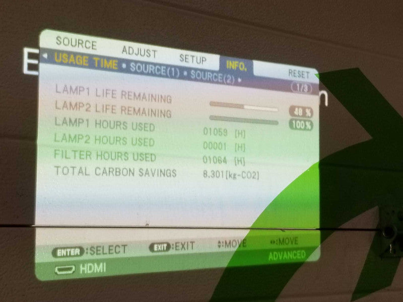 NEC NP-PX800X Projector, 2x Lamps, 00001 Hrs Lamp 2 hours, Read _