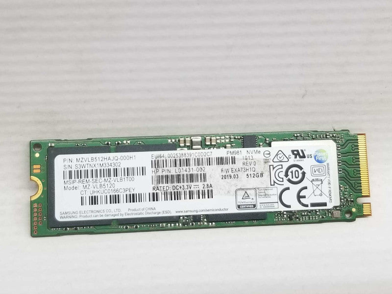 HP 13-ae013dx Samsung 512Gb NVMe M.2 SSD Solid State Drive, QTY ~