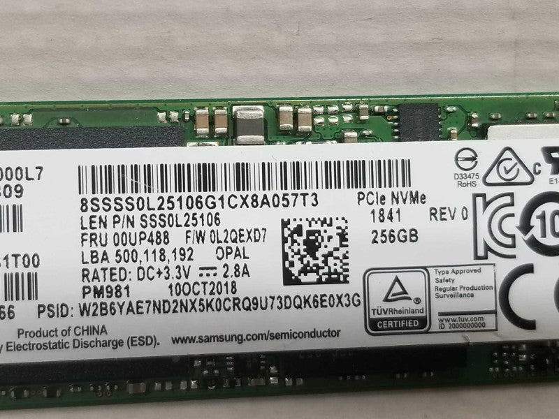 PCle NVMe M.2 256GB SSD Solid State Drive, QTY ~