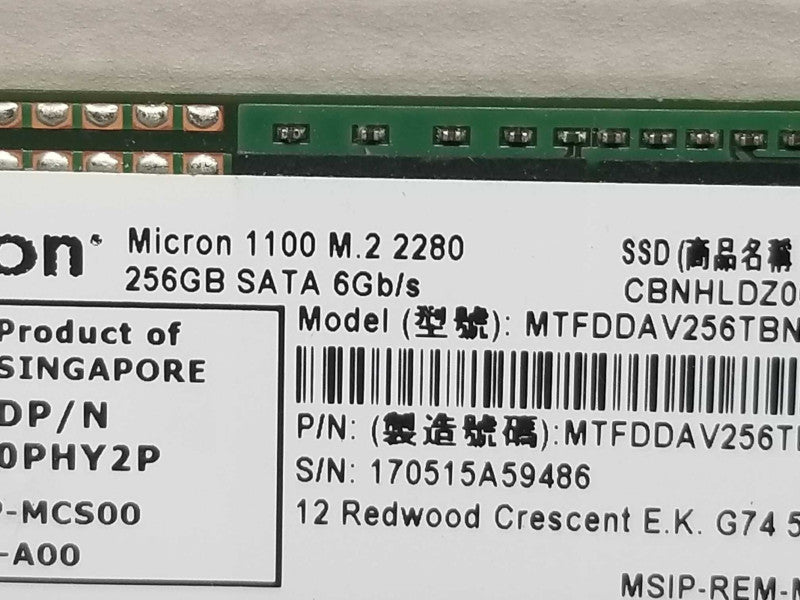 PCle NVMe M.2 256GB SSD Solid State Drive,, QTY ~
