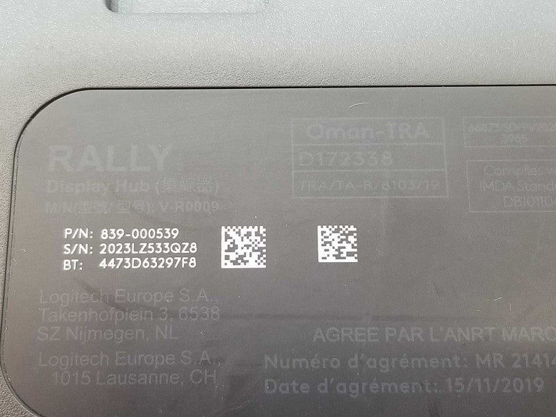 Logitech Rally Display Hub Oman-TRA V-R0009 839-000539, Read _
