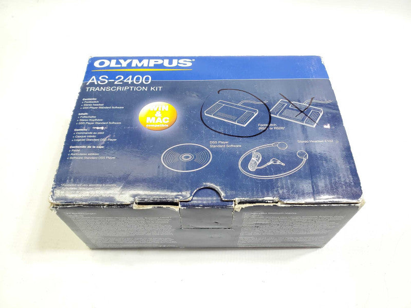 Olympus AS-2400 Transcription Kit Foot Switch Stereo Headset in box +