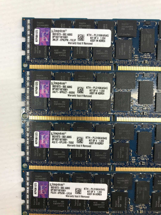 KTH-PL316K4/64G - Kingston 64GB Kit (4 X 16GB) PC3-12800 DDR3-1600MHz ECC RAM [