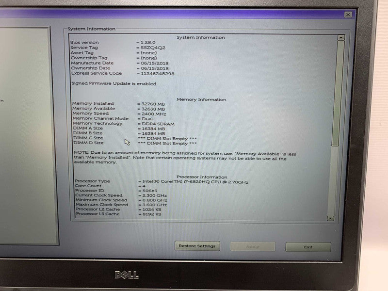 17.5\\" DELL Precison 7720 with i7-6820HQ CPU 32GB RAM & 512 NVMe + 1TB HDD  -