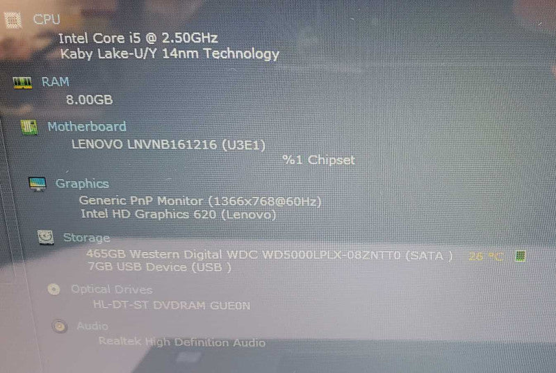 Lenovo IdeaPad 320-15IKB Touch Core i5-7200U @ 2.5GHz 8GB Ram 500GB HDD (