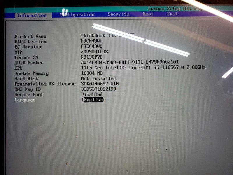 Lenovo ThinkBook 13s [Cracked screen - For Parts Only] (