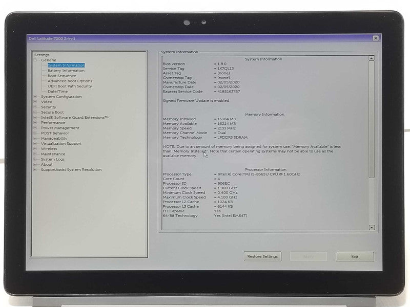 Dell Latitude 7200 2-in-1 Core I5-8365u 1.6GHz 16GB RAM 512GB SSD 12.3\\" Touch _