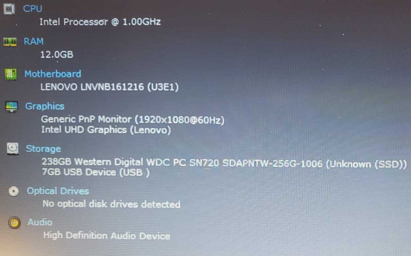 Lenovo V15-IIL 15.6\\" Core i5-1035G1 @ 1.0GHz 12GB Ram 250GB SSD (