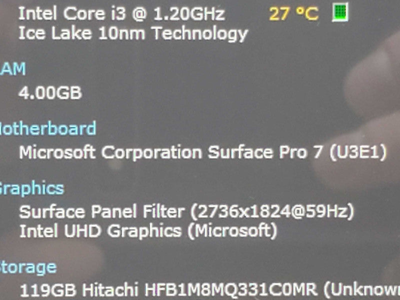 Microsoft Surface Pro Model 1866, Core i3 1.2GHz 4GB DDR3 120GB Storage (READ) |
