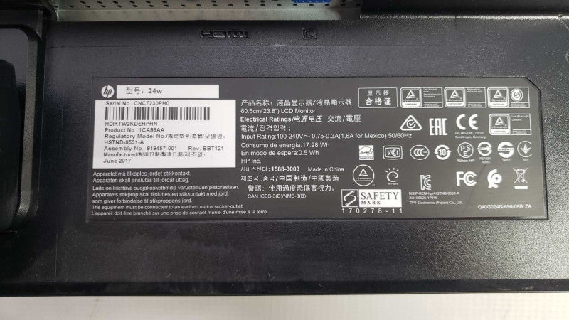 HP 1CA86AA 24W Full HD 23.8\\" 5ms LCD Monitor HDMI VGA [