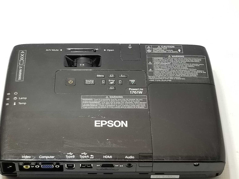 Epson PowerLite 1761W LCD Projector H478A,Lamp Hours 961H, No Remote/Cables. _