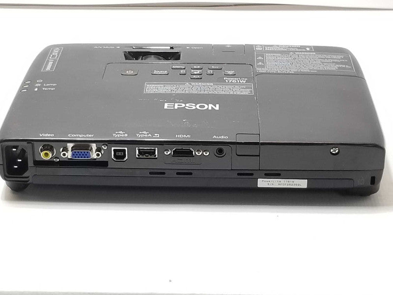 Epson PowerLite 1761W LCD Projector H478A,Lamp Hours 961H, No Remote/Cables. _