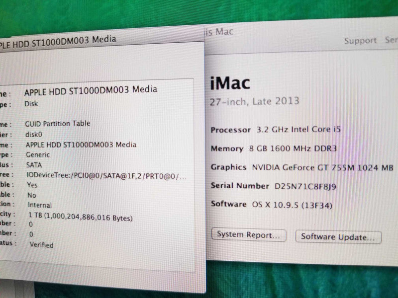 iMac 27\\" - L.2013 A1419, i5-4570 3.2GHz QC/8GB DDR3, GTX 755M, 1TB HDD, READ* ~