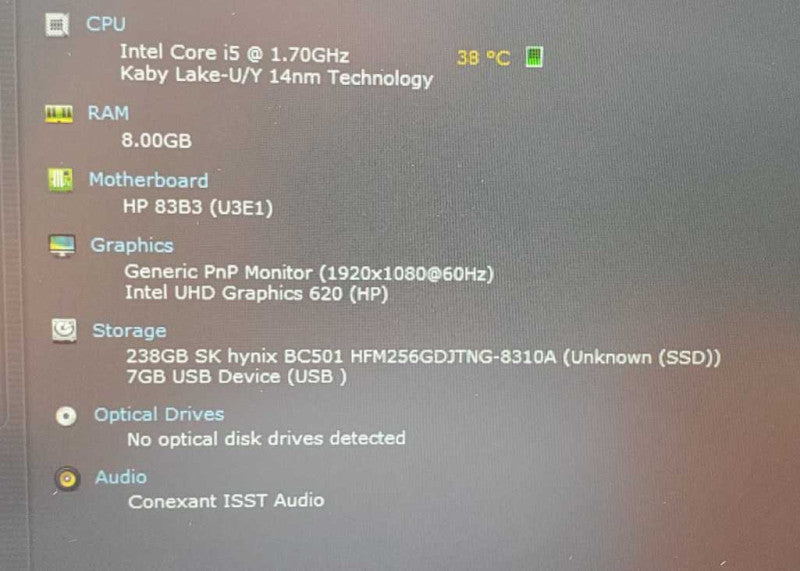 HP Elitebook 830 G5, Core i5-8350U @ 1.7GHz 8GB Ram 250GB SSD, 13.5\\" (