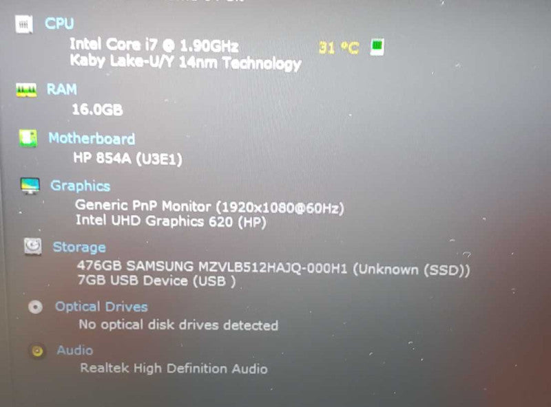 HP EliteBook 830 G6, Core i7-8665U CPU @ 1.9GHz 16GB Ram 500GB SSD, 13.3\\" (