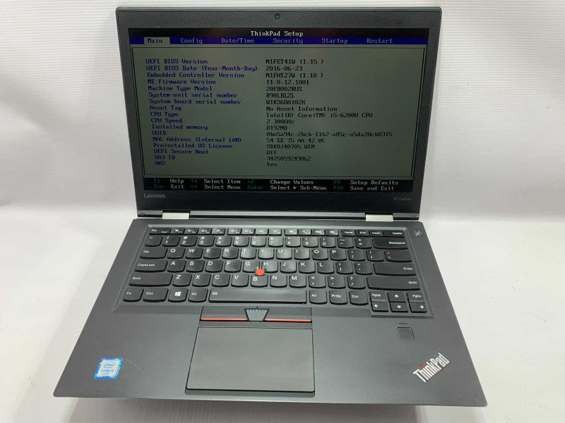 Lenovo X1 Carbon i5-6200UCPU 8GB RAM NO SSD READ  -