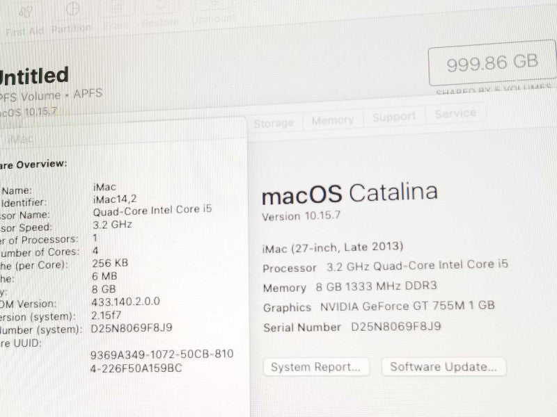iMac 27\\" - L.2013 A1419, i5-4570 3.2GHz QC/8GB DDR3, GTX 755M, 1TB HDD, READ** ~