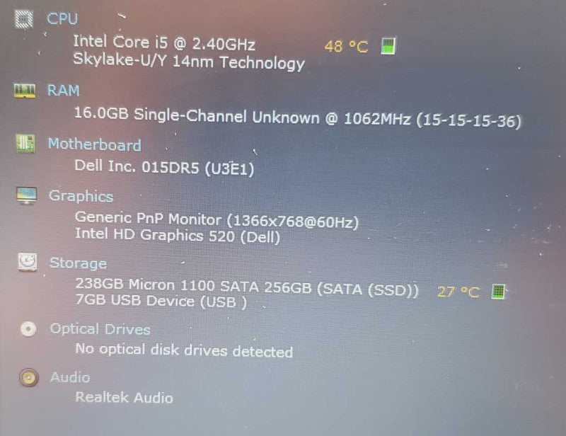 Dell Latitude 5480, Core i5-6300U @ 2.4GHz 16GB Ram 250 GB SSD, 14\\" (