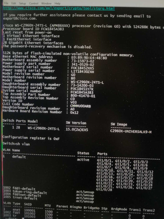 Cisco WS-C2960X-24TS-L 2960X 24 Port Gigabit Ethernet Switch, FCTY RESET ~