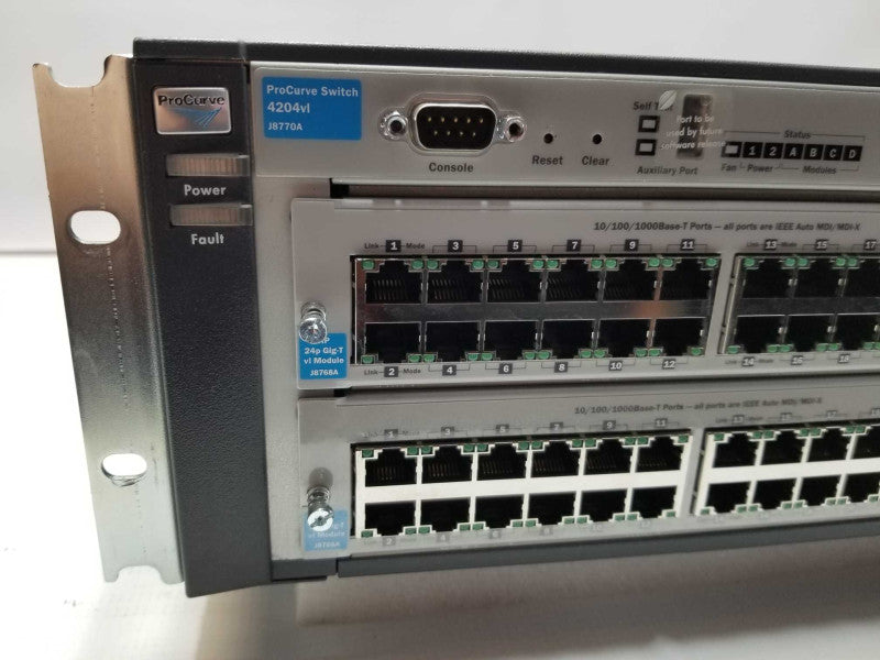 HP PROCURVE 4204VL J8770A 3x J8768A, 1x J9033A  24-PORT MODULE SWITCH 2x PSU _