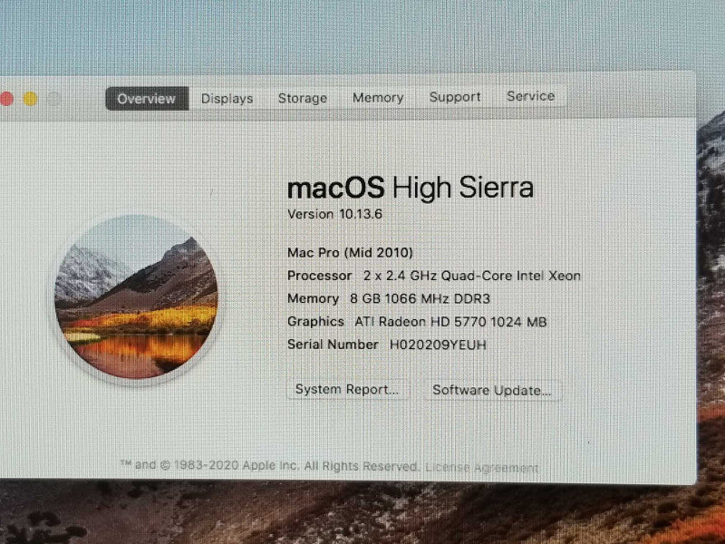 Apple A1289 Mac Pro Desktop, 2x Xeon E5620 2.4GHz, 8GB, ATI Radeon HD 5770 1GB _