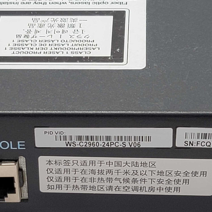 Cisco WS-C2960-24PC-S 24 Port POE Switch =