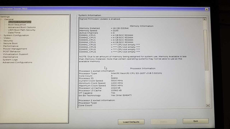 Dell Precision T7810 Xeon E5-2637 V3 @ 3.50ghz / 16gb ram / Firepro W5100 #