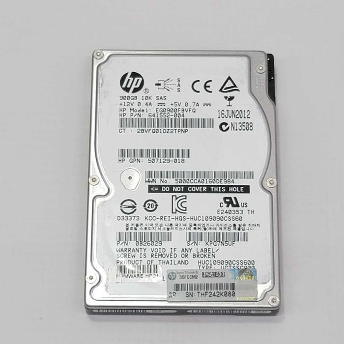 HP 641552-004 900GB EG0900FBVFQ 10000RPM SAS-2 64MB CACHE =