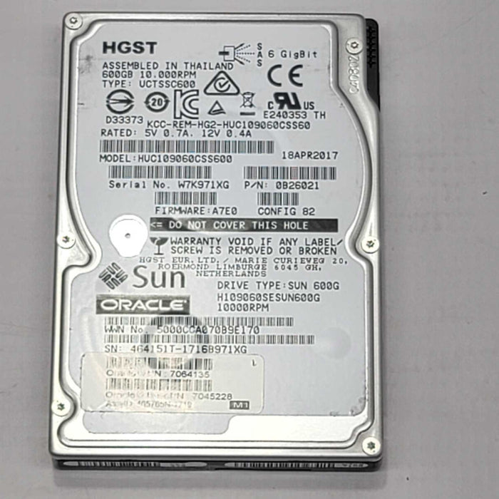 SUN ORACLE 600GB 6G SAS 10K 2.5\\" SFF HDD HARD DRIVE 7064135 =