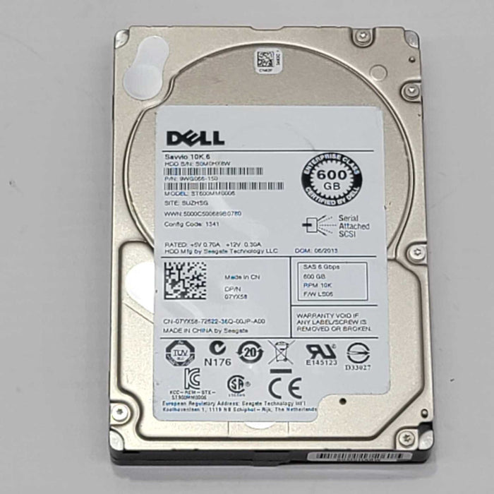 Dell Seagate 600GB ST600MM0006 10K RPM 6Gbp/s 2.5\\" SAS 07YX58 9WG066-150 =