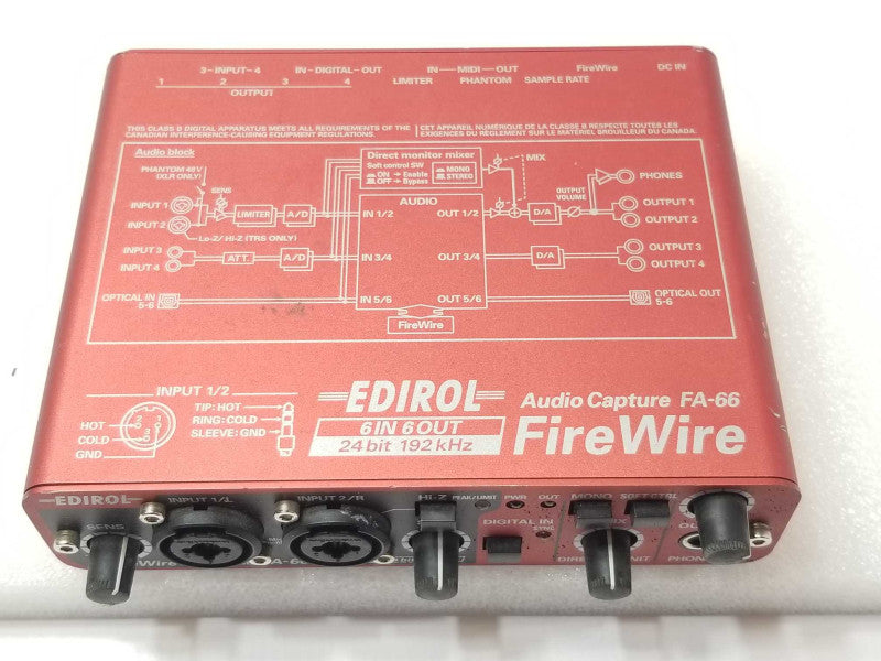 Roland Edirol FA-66 FireWire Audio Capture 6 in 6 out, AS-IS _
