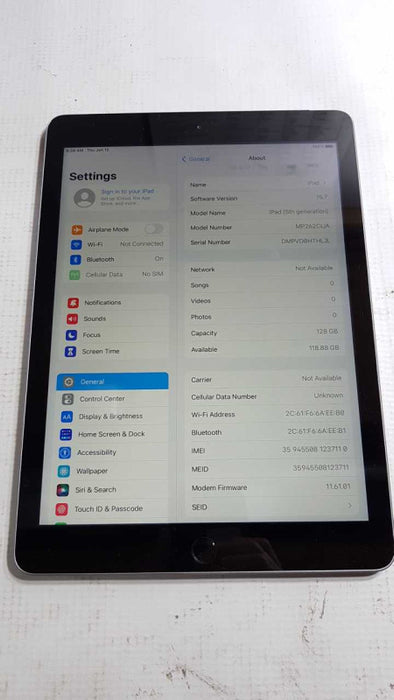 Apple iPad A1823 5th generation Carrier Unlocked Factory Reset 128GB #