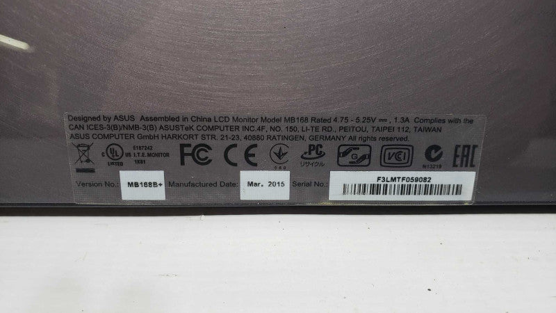 ASUS MB168B+ 15.6\\" WXGA 1366x768 USB Portable Monitor [