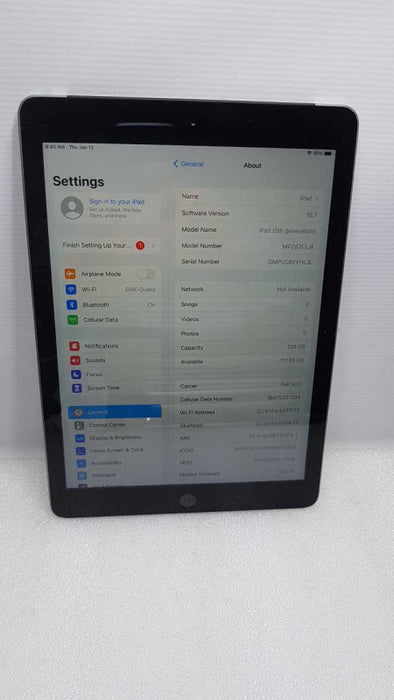 Apple iPad A1823 5th generation Carrier Unlocked Fact reset 128GB READ #