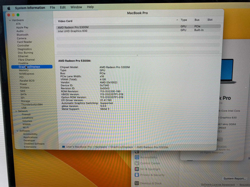 2019 MacBook Pro 16 inch i9 CPU 64GB RAM & 1TB Storage  -