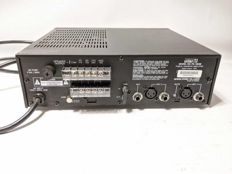 Inter-M Audio compact 2-mic, 1-aux input, 30W Public Address Mixer Amplifier