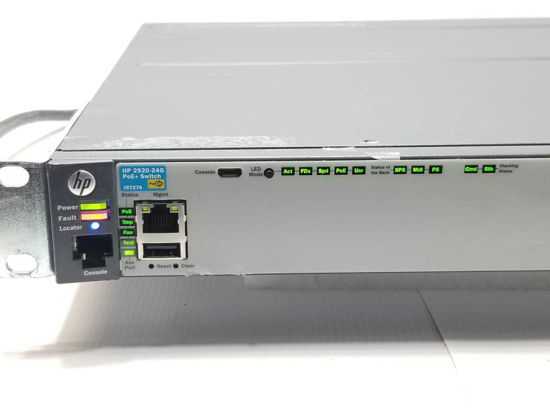 HPJ9727A 2920-24G-POE+ 24 Port PoE+ Gigabit Switch, J9733A Stacking, AS-IS SEE _