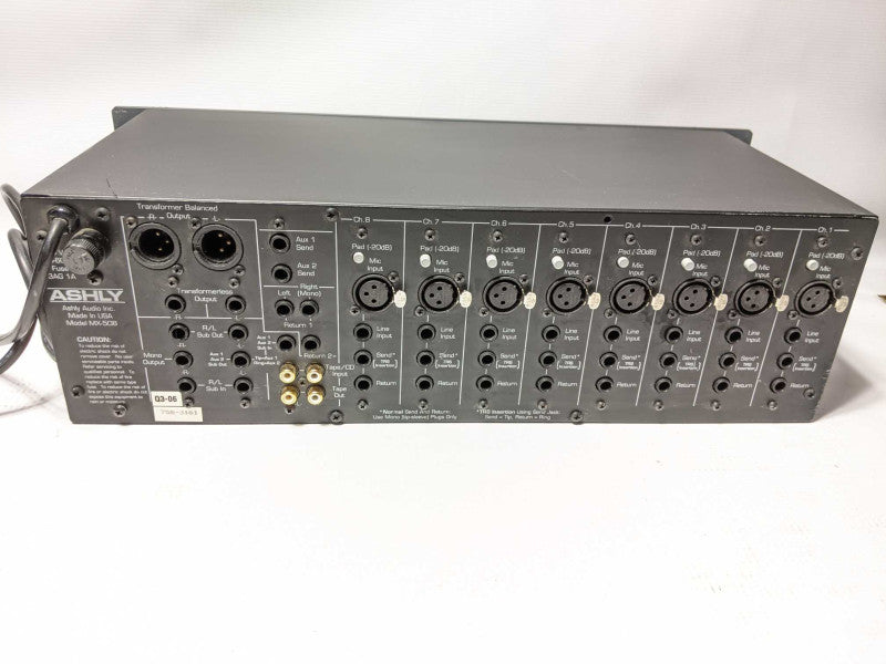 ASHLY Mixer MX508 8x2 Stereo Mixer - Rack Mountable