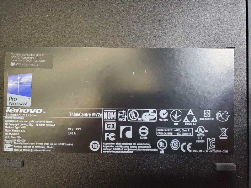 Lenovo ThinkCentre M72e 4004 G7U i5-3470T 2.90GHz 4GB 500GB SSD +
