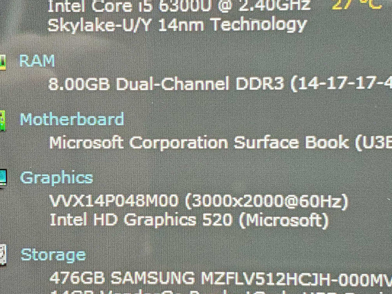 Microsoft Surface Book 1703, Keyboard 1704, i5-6300U 8GB DDR3 512GB (READ) |