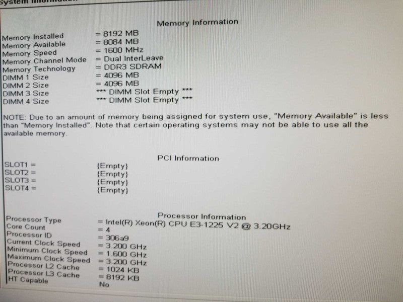 Dell precision T1650 Xeon E3-1225(v2) 3.2GHz/8GB, NO GPU/HDDs, QTY ~