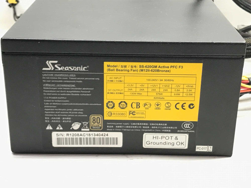 Seasonic ATX Power Supply SS-620GM Active PFC F3 M12II-620 80 Plus Bronze +